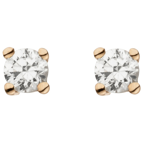 Preview: Ohrstecker 585 Gold Rotgold 2 Diamanten Brillanten 0,24 ct. Ohrringe