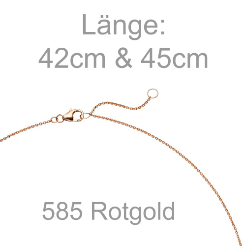 Preview: Collier Kette mit Anhänger 585 Gold Rotgold 1 Diamant Brillant 0,25 ct. 45 cm