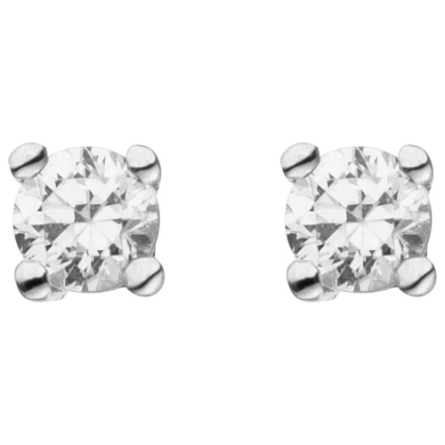 Preview: Ohrstecker 585 Gold Weißgold 2 Diamanten Brillanten 0,24 ct. Ohrringe