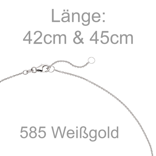 Preview: Collier Kette mit Anhänger 585 Gold Weißgold 1 Diamant Brillant 0,15 ct. 45 cm