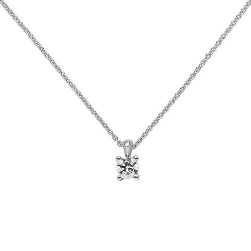 Preview: Collier Kette mit Anhänger 585 Gold Weißgold 1 Diamant Brillant 0,25 ct. 45 cm