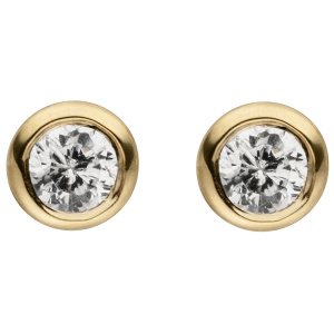Ohrstecker rund 585 Gold Gelbgold 2 Diamanten Brillanten 0,24 ct. Ohrringe