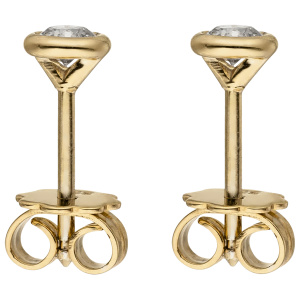 Ohrstecker rund 585 Gold Gelbgold 2 Diamanten Brillanten 0,24 ct. Ohrringe