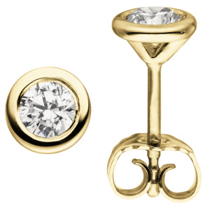 Ohrstecker rund 585 Gold Gelbgold 2 Diamanten Brillanten 0,50 ct. Ohrringe