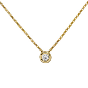 Preview: Collier Kette mit Anhänger 585 Gold Gelbgold 1 Diamant Brillant 0,25 ct. 45 cm