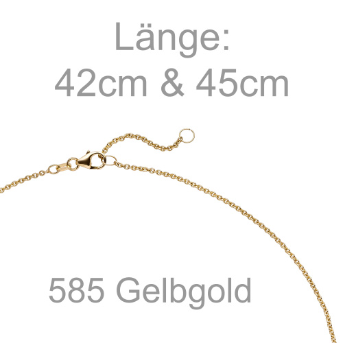 Preview: Collier Kette mit Anhänger 585 Gold Gelbgold 1 Diamant Brillant 1,0 ct. 45 cm