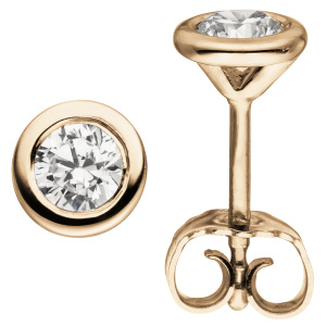 Ohrstecker rund 585 Gold Rotgold 2 Diamanten Brillanten 0,50 ct. Ohrringe