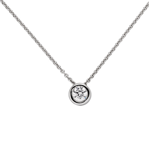 Preview: Colllier Kette mit Anhänger 585 Gold Weißgold 1 Diamant Brillant 0,5 ct. 45 cm