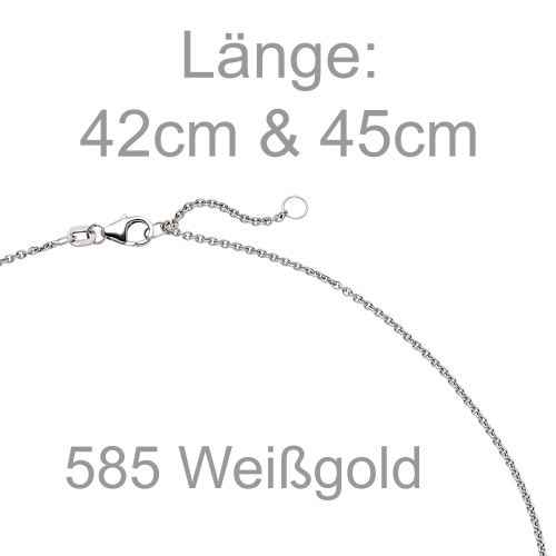 Preview: Colllier Kette mit Anhänger 585 Gold Weißgold 1 Diamant Brillant 0,5 ct. 45 cm