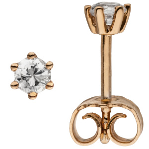 Ohrstecker 585 Gold Rotgold 2 Diamanten Brillanten 0,24 ct. Ohrringe