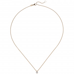 Collier Kette mit Anhänger 585 Gold Rotgold 1 Diamant Brillant 0,15 ct. 45 cm