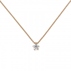 Collier Kette mit Anhänger 585 Gold Rotgold 1 Diamant Brillant 0,15 ct. 45 cm