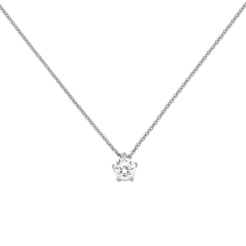 Preview: Collier Kette mit Anhänger 585 Gold Weißgold 1 Diamant Brillant 0,50 ct. 45 cm
