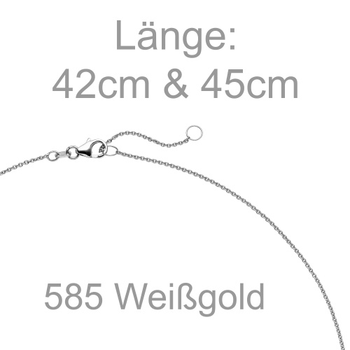 Collier Kette mit Anhänger 585 Gold Weißgold 1 Diamant Brillant 1,0 ct. 45 cm