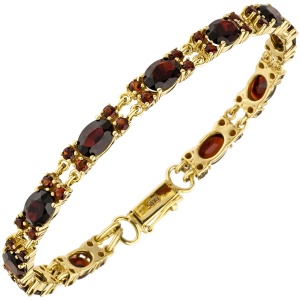 Armband 375 Gold Gelbgold 55 Granate rot 18 cm Goldarmband Granatarmband