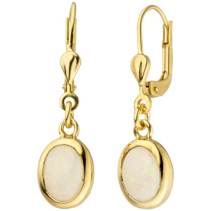 Ohrhänger 585 Gold Gelbgold 2 Opale Ohrringe Goldohrringe Opalohrringe
