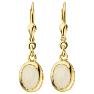 Preview: Ohrhänger 585 Gold Gelbgold 2 Opale Ohrringe Goldohrringe Opalohrringe