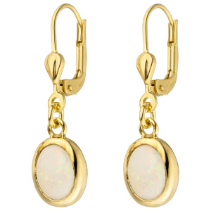 Preview: Ohrhänger 585 Gold Gelbgold 2 Opale Ohrringe Goldohrringe Opalohrringe