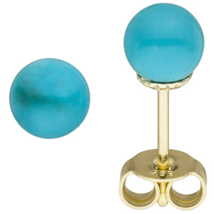 Ohrstecker 585 Gold Gelbgold 2 Türkise Ohrringe Goldohrringe Türkisohrstecker