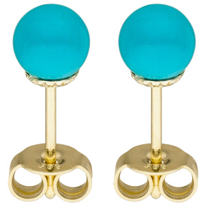 Preview: Ohrstecker 585 Gold Gelbgold 2 Türkise Ohrringe Goldohrringe Türkisohrstecker