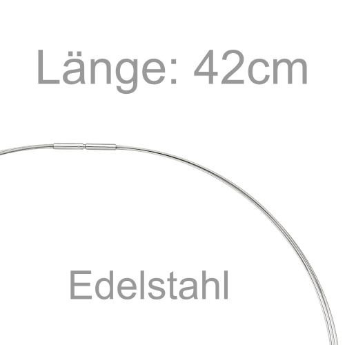 Preview: Halsreif 5-reihig Edelstahl 42 cm