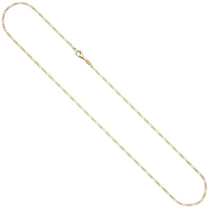 Preview: Figarokette 585 Gold Gelbgold diamantiert 1,7 mm 50 cm Kette Halskette Goldkette