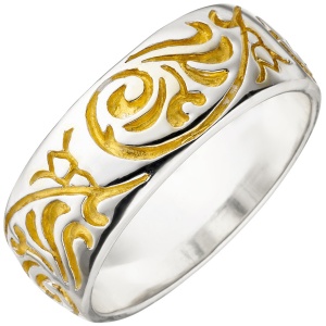 Damen Ring 925 Sterling Silber bicolor vergoldet Silberring