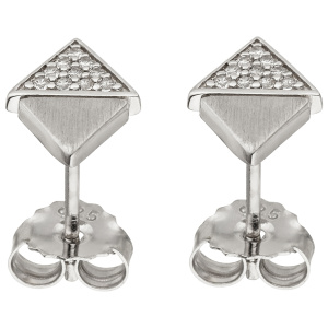 Ohrstecker Dreieck 925 Sterling Silber matt 20 Zirkonia Ohrringe Silberohrringe