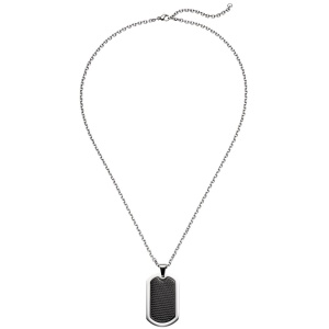 Collier Kette mit Anhänger Edelstahl schwarz beschichtet 55 cm Halskette