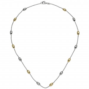 Collier Halskette 925 Sterling Silber bicolor vergoldet 45 cm Kette Silberkette