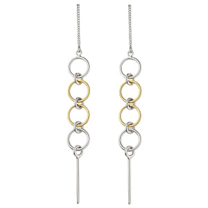 Preview: Durchzieh-Ohrhänger lang 925 Sterling Silber bicolor Ohrringe zum Durchziehen