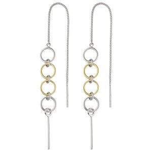 Preview: Durchzieh-Ohrhänger lang 925 Sterling Silber bicolor Ohrringe zum Durchziehen