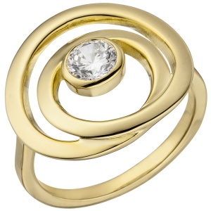 Damen Ring 925 Sterling Silber vergoldet 1 Zirkonia