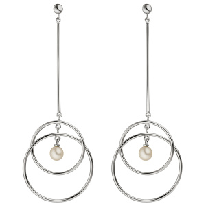 Preview: Ohrhänger 925 Sterling Silber 2 Süßwasser Perlen Ohrringe lang