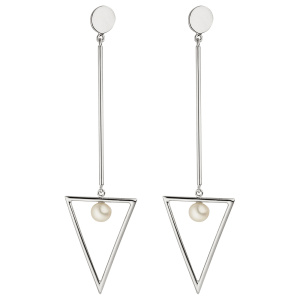 Preview: Ohrhänger Dreieck 925 Sterling Silber 2 Süßwasser Perlen Ohrringe Ohrstecker