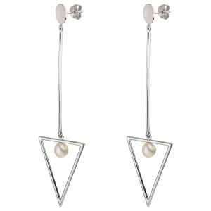Preview: Ohrhänger Dreieck 925 Sterling Silber 2 Süßwasser Perlen Ohrringe Ohrstecker