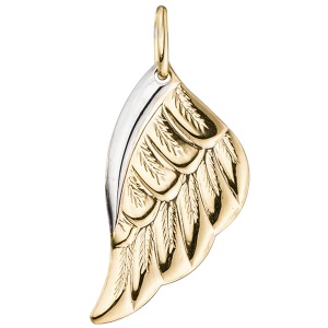 Schmuck-Set Flügel Engelsflügel 333 Gold Gelbgold bicolor mit Kette 42 cm