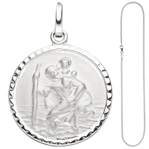 Anhänger Schutzpatron Christopherus 925 Sterling Silber mit Kette 42 cm