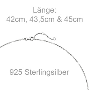 Preview: Collier Halskette Tropfen 925 Sterling Silber 45 cm Kette Silberkette