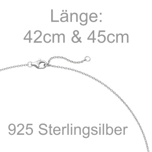 Preview: Collier 925 Sterling Silber 64 Zirkonia 45 cm Silberkette Karabiner