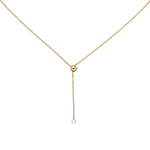 Collier 750 Gold Gelbgold 1 Diamant Brillant 45 cm