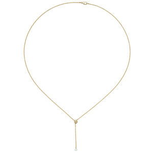 Preview: Collier 750 Gold Gelbgold 1 Diamant Brillant 45 cm