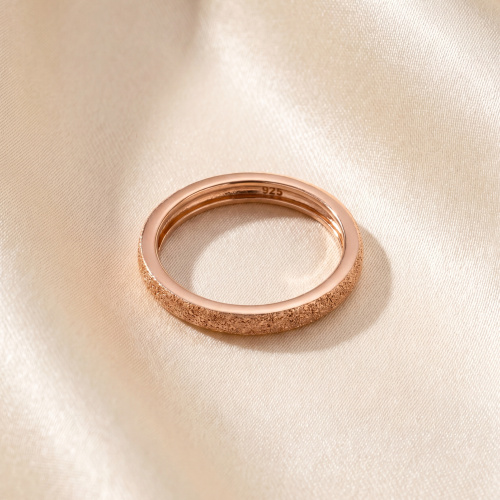 Preview: Damen Ring schmal 925 Sterling Silber rotgold vergoldet mit Struktur
