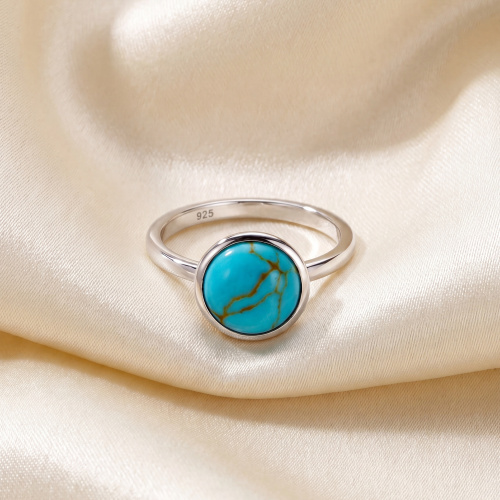 Damen Ring 925 Sterling Silber 1 Türkis-Imitation Silberring