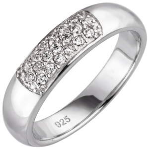 Damen Ring 925 Sterling Silber 19 Zirkonia Silberring