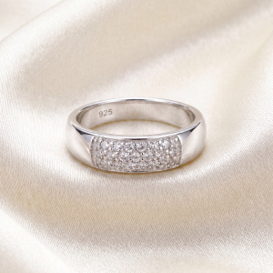 Damen Ring 925 Sterling Silber 19 Zirkonia Silberring