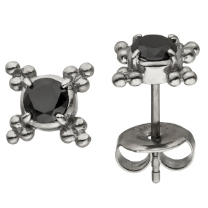 Ohrstecker Edelstahl 2 Zirkonia schwarz Ohrringe