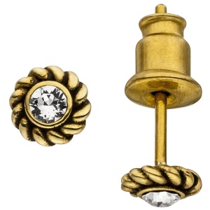 Ohrstecker Edelstahl goldfarben mit Kristallsteinen