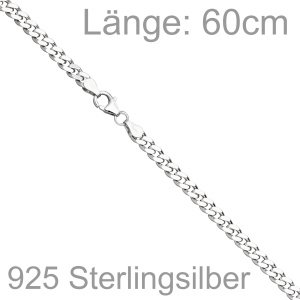 Preview: Panzerkette 925 Sterling Silber 60 cm Kette Halskette Silberkette Karabiner