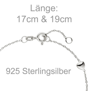 Armband Herz Kugel 925 Sterling Silber 19 cm Silberarmband